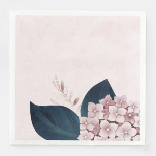 Servilleta De Papel De Cena Hermosa hortensia rosa con hojas de color azul mar