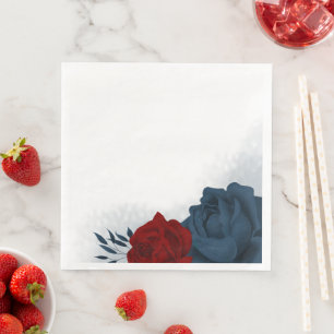 Servilleta De Papel De Cena Hermosas flores botánicas rojas y azules