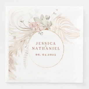 Servilleta De Papel De Cena Hierba de Pampas Boda Floral Boho
