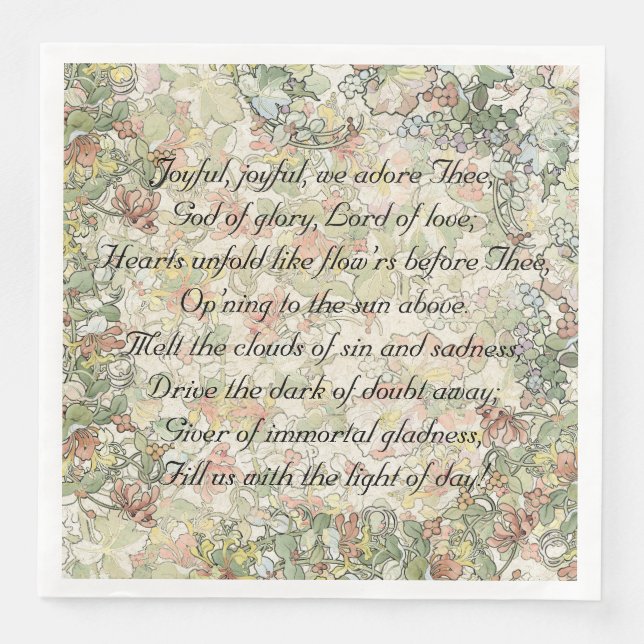 Servilleta De Papel De Cena Himno alegre alegre Mucho Arte Nouveau Flores (Anverso)