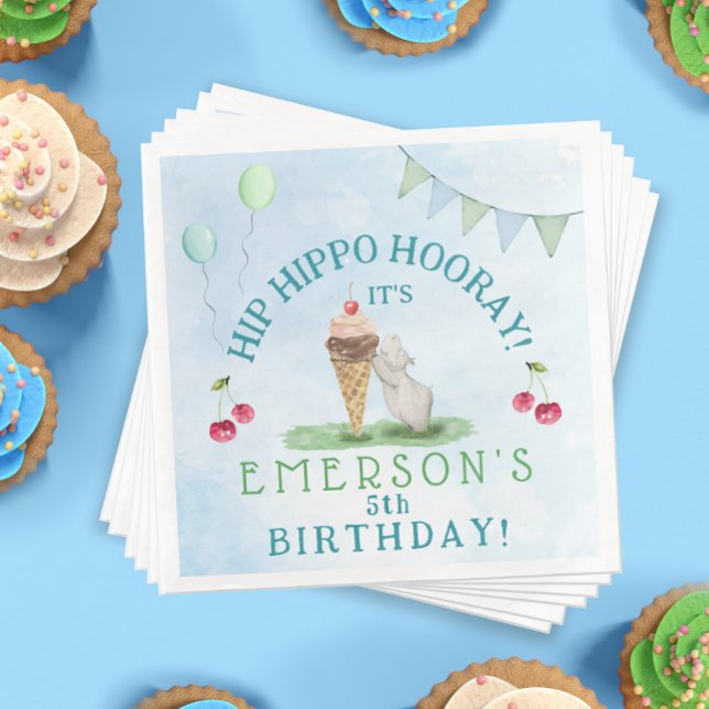 Servilleta De Papel De Cena Hip Hippo Hooray Birthday Party (Hip Hippo Hooray Kids Birthday Party Paper Napkins)