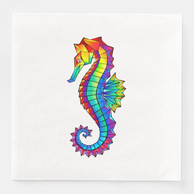 Servilleta De Papel De Cena Hipoahoría marino poligonal arcoiris (Anverso)