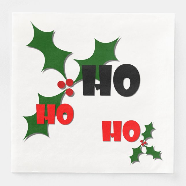 Servilleta De Papel De Cena Ho Ho Ho Ho Ho Mistletoe Papel Napkins (Anverso)