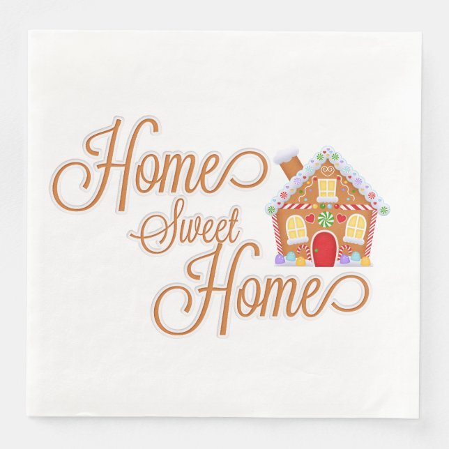 Servilleta De Papel De Cena Hogar Dulce Hogar Gingerbread House Papel Napkin (Anverso)