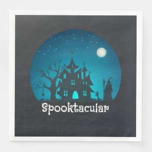 Servilleta De Papel De Cena Hogar trinitense de azul y negro en Spooktacular