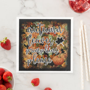 Servilleta De Papel De Cena Hojas modernas de calabaza de otoño