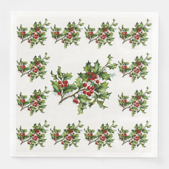 Servilleta De Papel De Cena HollyBerries 014 (Anverso)