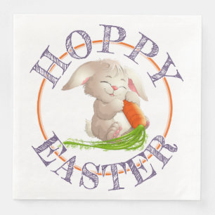 Servilleta De Papel De Cena Hoppy Happy Easter Bunny Motif
