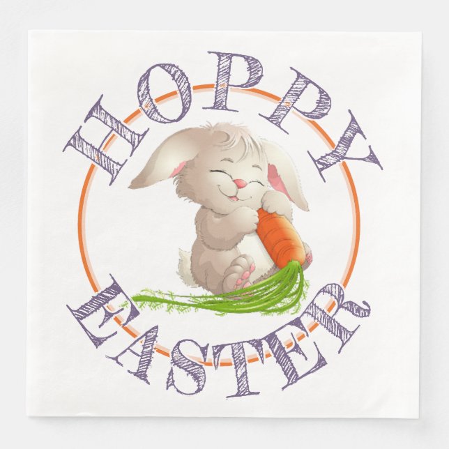 Servilleta De Papel De Cena Hoppy Happy Easter Bunny Motif (Anverso)
