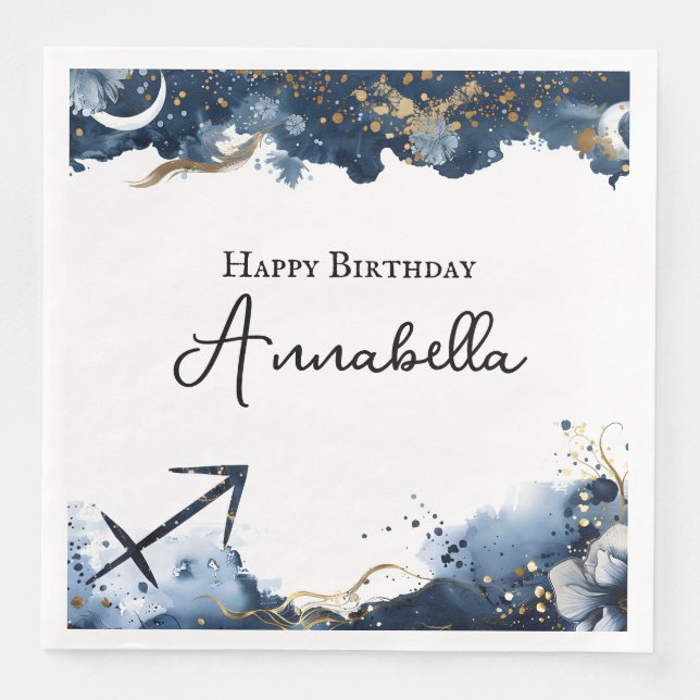 Servilleta De Papel De Cena Horoscopio celeste Sagittarius Cumpleaños (Anverso)