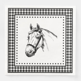 Servilleta De Papel De Cena Horse Gingham