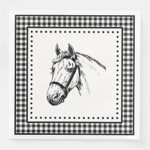 Servilleta De Papel De Cena Horse Gingham