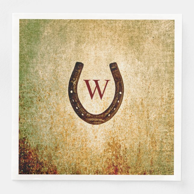 Servilleta De Papel De Cena Horseshoe Monogramed Dinner Napkin (Anverso)
