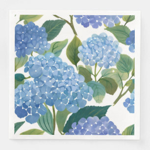 Servilleta De Papel De Cena Hortensias Azules Hermoso Arbusto Floral
