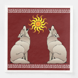 SERVILLETA DE PAPEL DE CENA HOWLING COYOTES BAJO UN SOL DEL SUROESTE