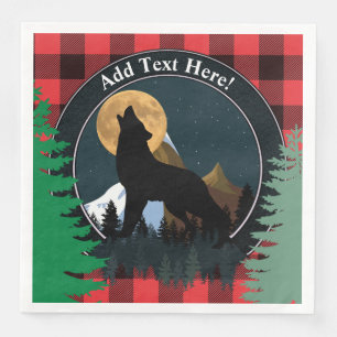 Servilleta De Papel De Cena Howling Wolf Full Moon