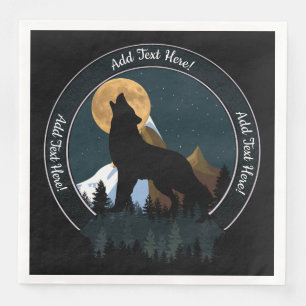 Servilleta De Papel De Cena Howling Wolf Full Moon
