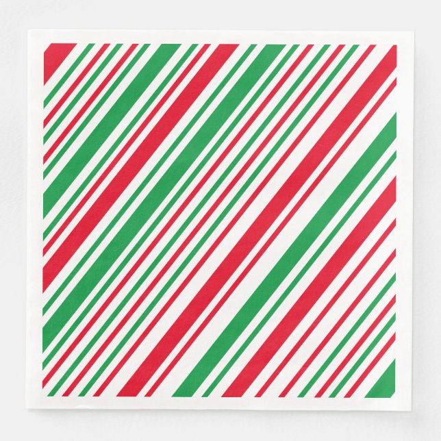 Servilleta De Papel De Cena Huelga de Navidades del Verde Rojo Blanco (Anverso)