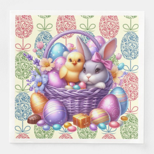 Servilleta De Papel De Cena Huevos Decorados (Anverso)