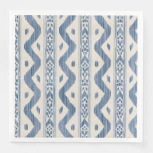 Servilleta De Papel De Cena Ikat Azul Clásico, Raya de Mesa Tejida