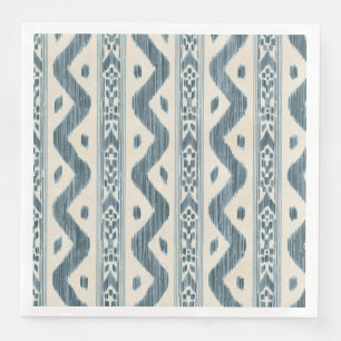 Servilleta De Papel De Cena Ikat Azul Francés, Franja de Mesa Tejida