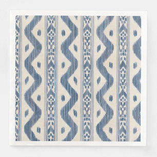Servilleta De Papel De Cena Ikat Azul Profundo, Raya de Mesa Tejida