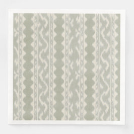 Servilleta De Papel De Cena Ikat de franja verde gris para la mesa