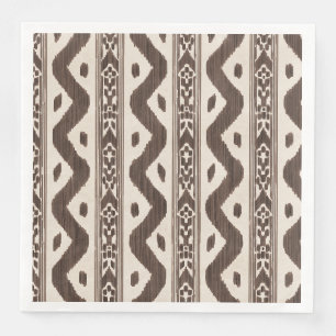 Servilleta De Papel De Cena Ikat Marrón Espresso, Franja Tejida de Mesa