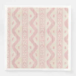 Servilleta De Papel De Cena Ikat Rosa, Franja Tejida en la Mesa