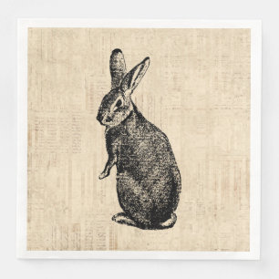 Servilleta De Papel De Cena Ilustracion antiguo conejo arte convento con escri