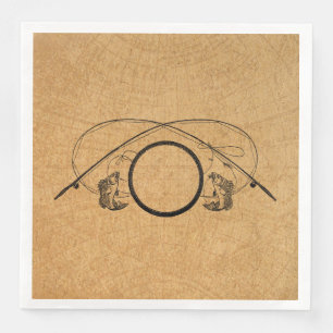 Servilleta De Papel De Cena Ilustracion de arte de los arcos de pesca antiguos