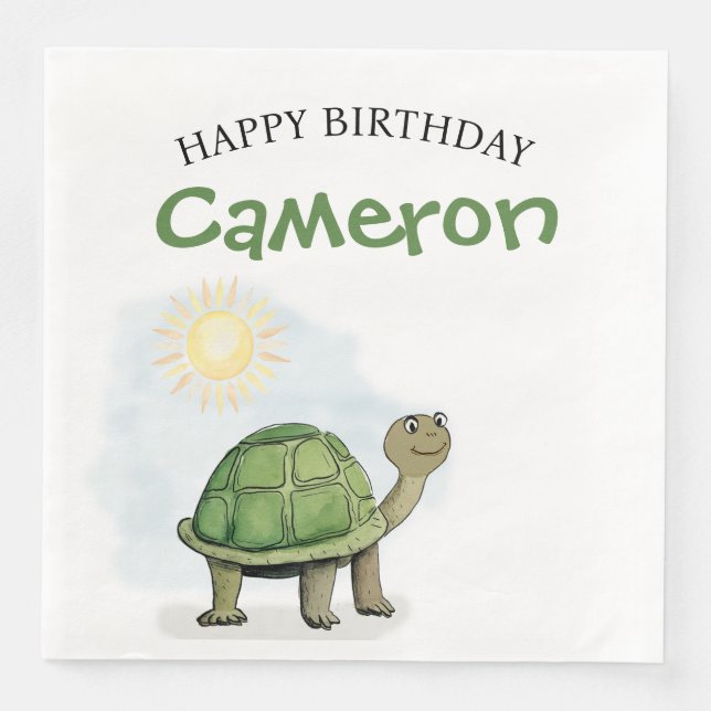 Servilleta De Papel De Cena Ilustracion de tortuga bebé (Anverso)