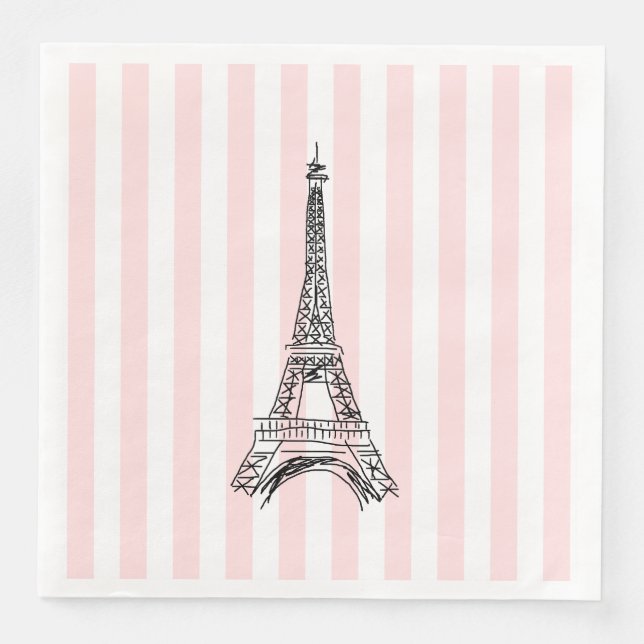 Servilleta De Papel De Cena Ilustracion Eiffel Tower Paris Napkins (Anverso)