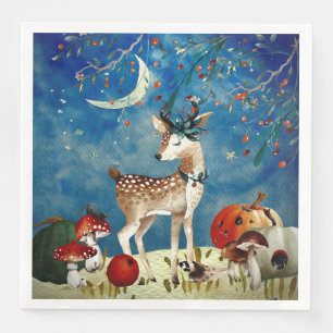 Servilleta De Papel De Cena Ilustracion forestal del venado de los amigos de W