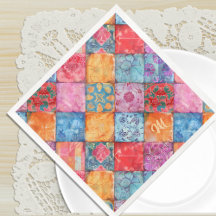 Impresión de Monograma de Patchwork Colorido