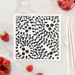 Servilleta De Papel De Cena Impresión en negro y blanco bastante floreada