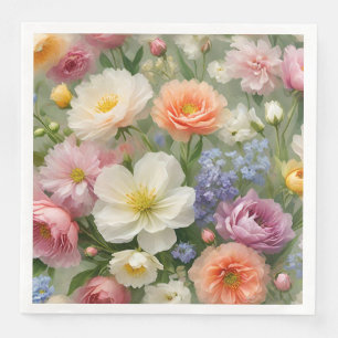 Servilleta De Papel De Cena Impresión floral de pasteles suaves