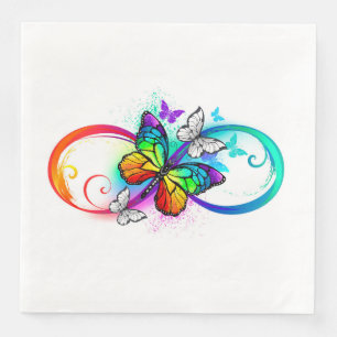 Servilleta De Papel De Cena Infinito brillante con mariposa arcoíris
