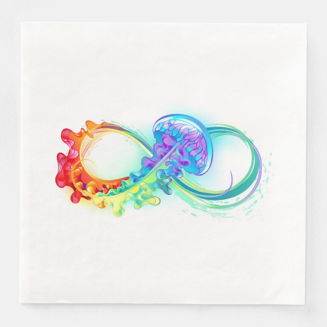 Servilleta De Papel De Cena Infinito con medusa arcoíris (Anverso)