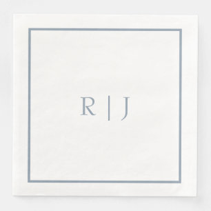 Servilleta De Papel De Cena Iniciales monogramas Dusty Blue Elegant Wedding