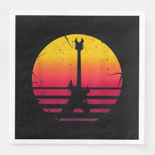 Servilleta De Papel De Cena Instrumento Guitar Sunset Electric Rock Music Love
