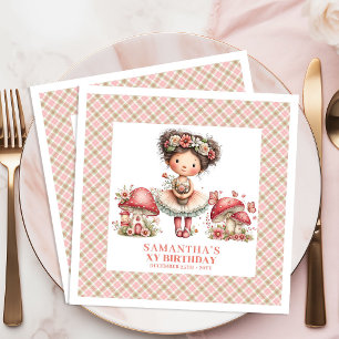 Servilleta De Papel De Cena Invitación de cumpleaños de Hada Rosa Mágica Flora