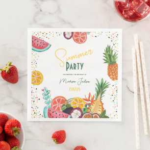 Servilleta De Papel De Cena Invitación de fruta tropical amarilla para fiesta 
