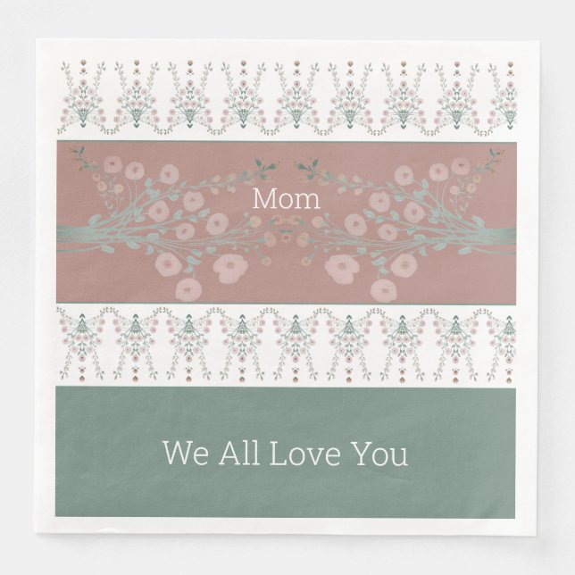 Servilleta De Papel De Cena IPnk Rosy con Verde azulado (Anverso)