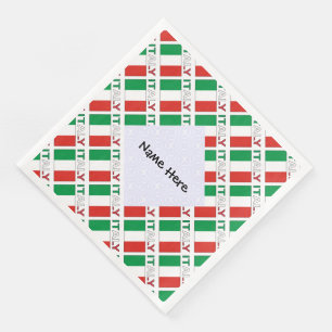 Servilleta De Papel De Cena Italia y bandera italiana en mosaico con tu nombre