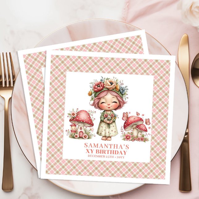 Servilleta De Papel De Cena Jardín de Hadas Mágicas Fiesta de Cumpleaños Capri (Magical Fairy Garden Whimsical Birthday Party Napkins)