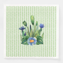 Servilleta De Papel De Cena Jardín floral azul y verde