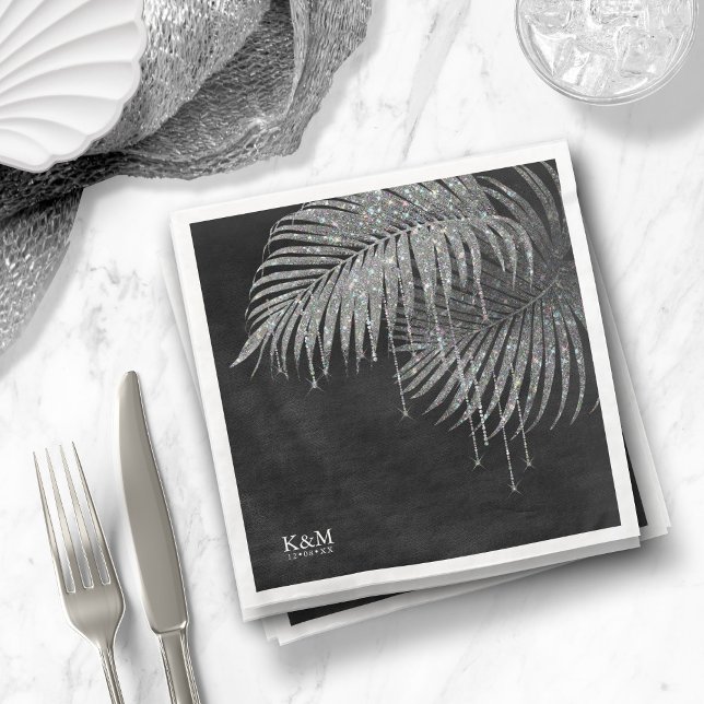 Servilleta De Papel De Cena Jewel Palm Leaf Boda Silver ID830 (Subido por el creador)