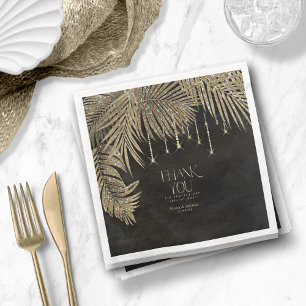 Servilleta De Papel De Cena Jewel Palm Leaf Gracias Gold ID830