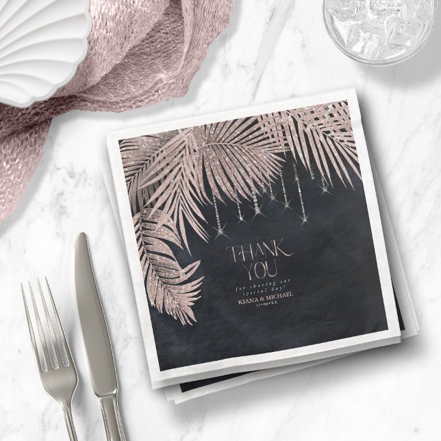 Servilleta De Papel De Cena Jewel Palm Leaf Gracias Rosa Gold ID830 (Subido por el creador)